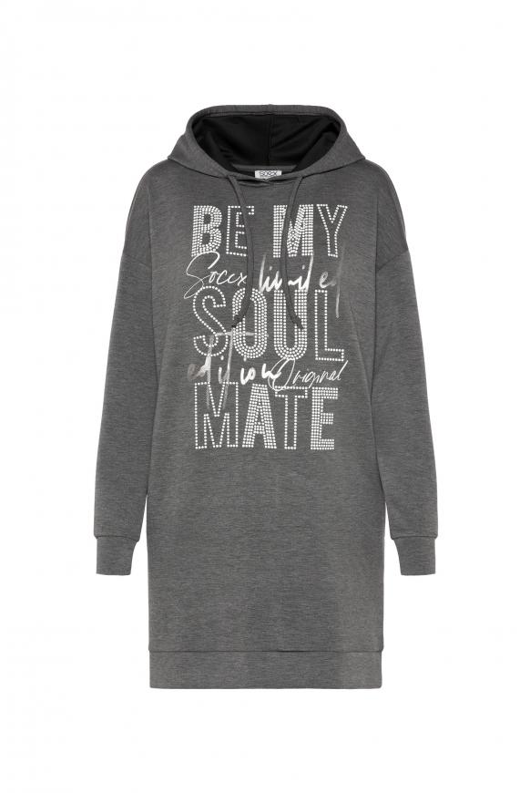 Sweatkleid mit Kapuze und Puff Print grey melange