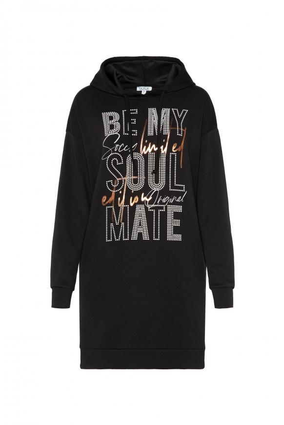 Sweatkleid mit Kapuze und Puff Print black