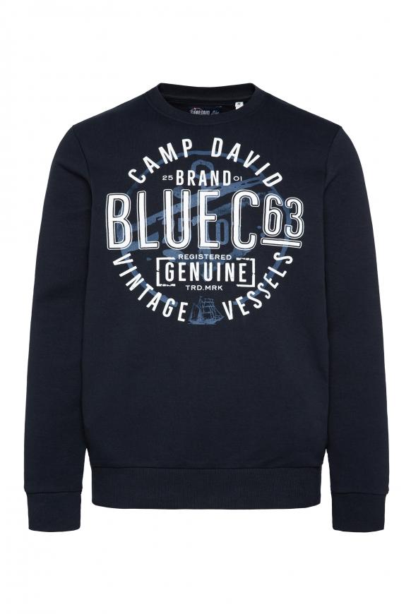 Sweatshirt mit rundem Label Print blue navy
