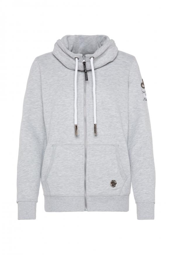 Sweatshirtjacke mit hohem Kragen grey melange