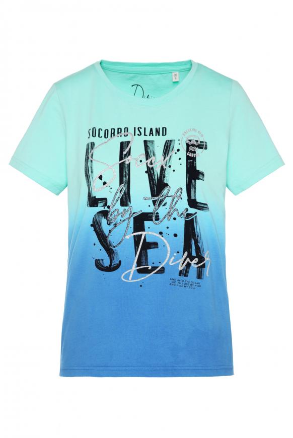 T-Shirt Dip Dye mit Glitzer-Artwork flash aqua