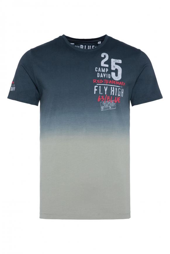 T-Shirt Dip Dye mit Logo Prints khaki / reef blue