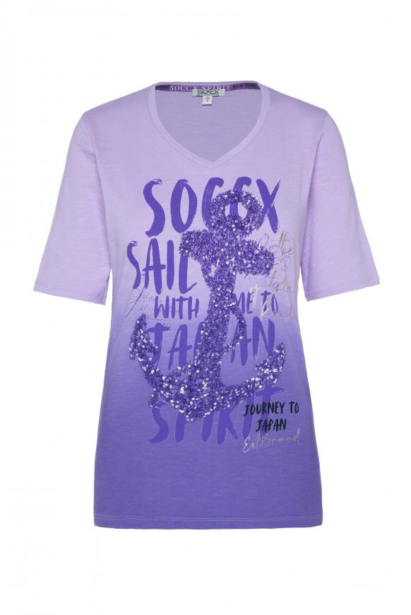 T-Shirt Dip Dye mit Pailletten-Artwork faded lavender