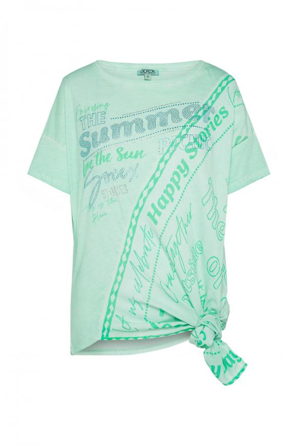 T-Shirt im Materialmix mit Knotensaum leafy mint