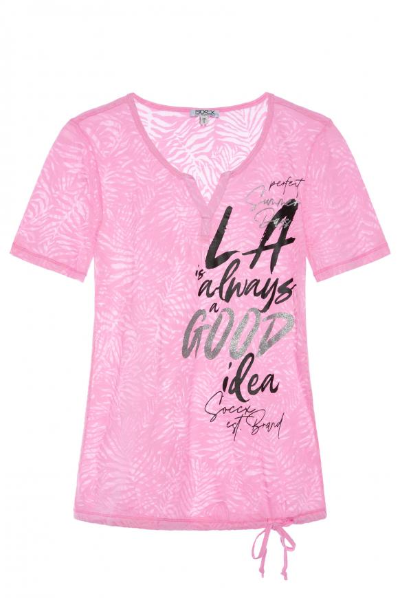 T-Shirt mit Ausbrenner-Muster und Print pink blush