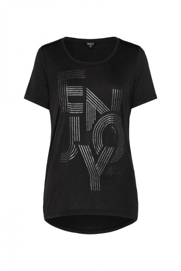 T-Shirt mit Glitter Wording Print black