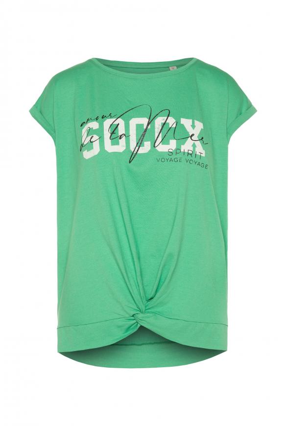 T-Shirt mit Knoten und Label Print frenchy green