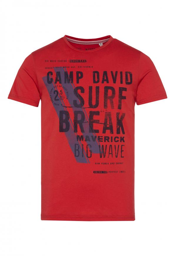 T-Shirt mit Label Print mission red