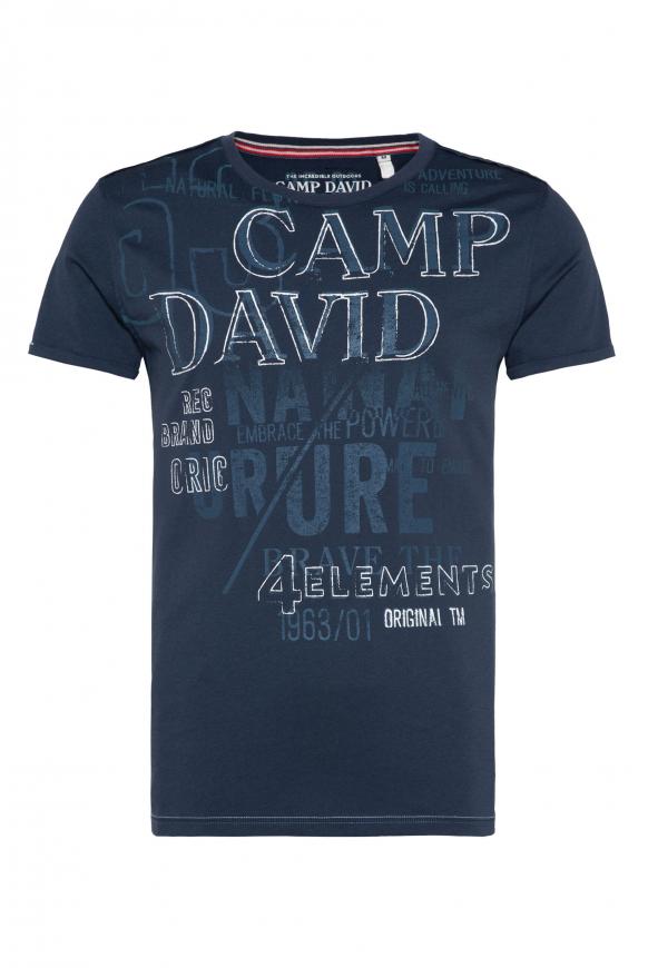 T-Shirt mit Logo Prints im Vintage Style brave blue