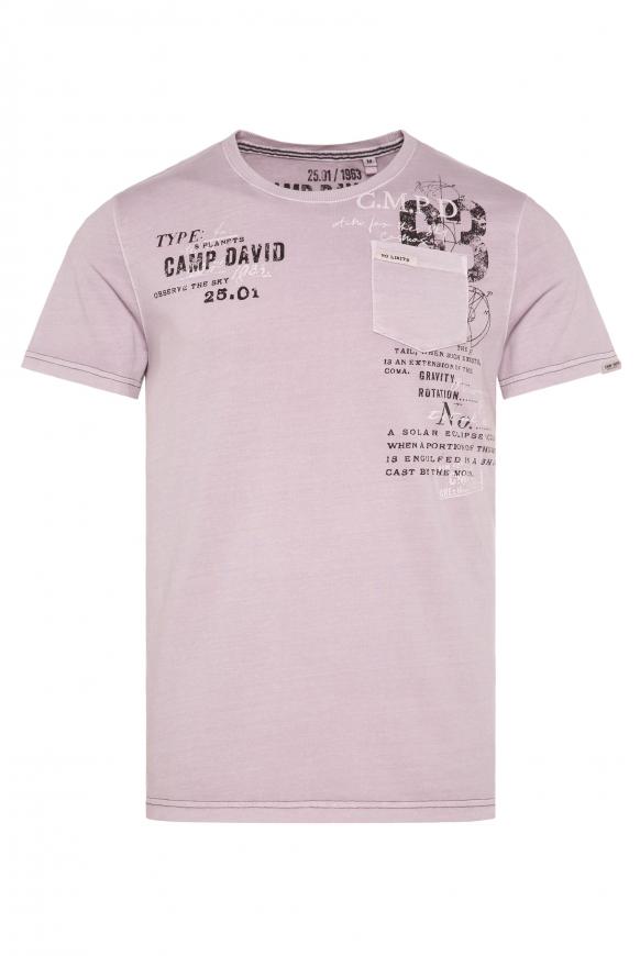 T-Shirt mit Logo Prints und Brusttasche french violet