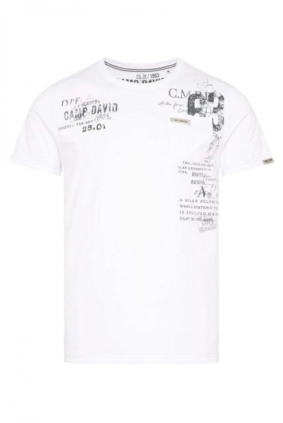 T-Shirt mit Logo Prints und Brusttasche opticwhite