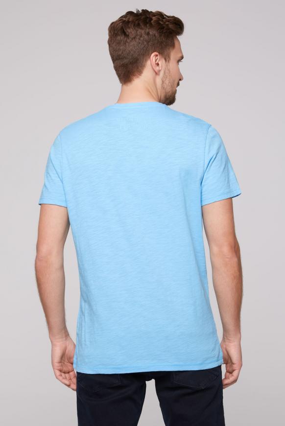 T-Shirt mit V-Neck und Print Artwork aqua