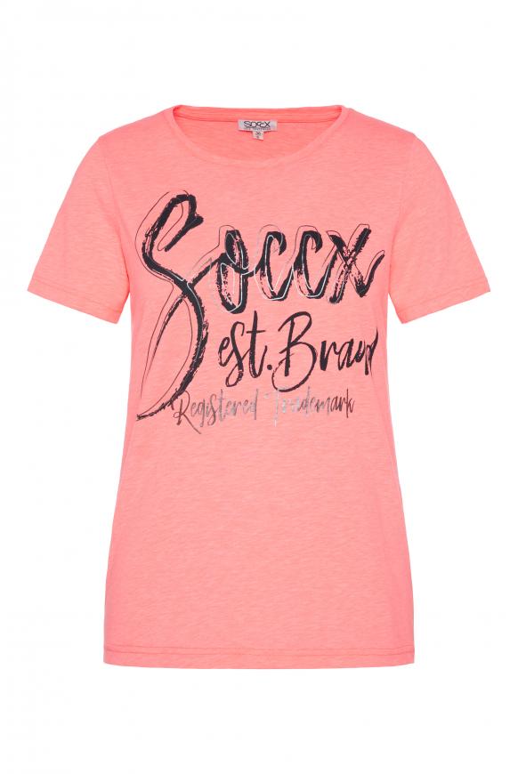 T-Shirt mit Wording Print neon pink