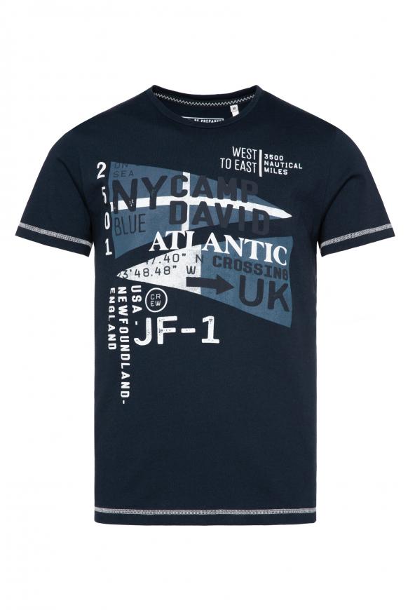 T-Shirt Rundhals mit Print Artwork blue navy