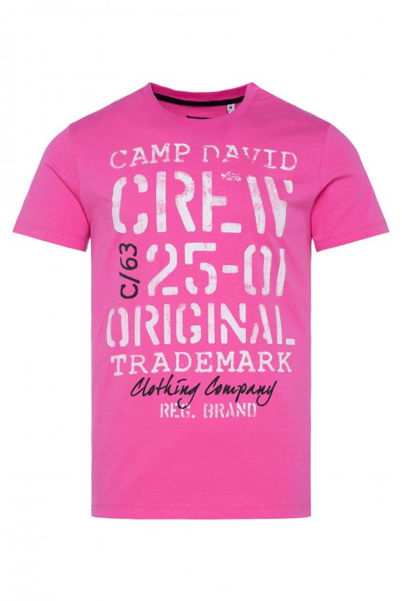 T-Shirt Rundhals mit Used Print new pink