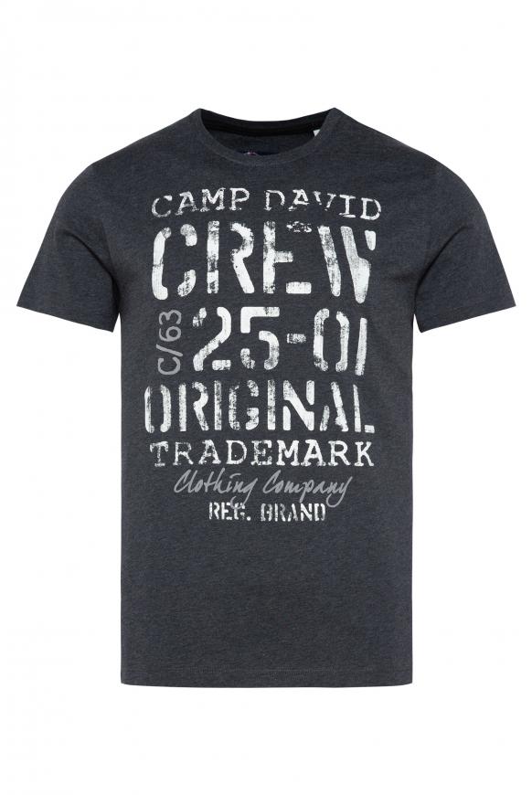T-Shirt Rundhals mit Used Print anthra melange