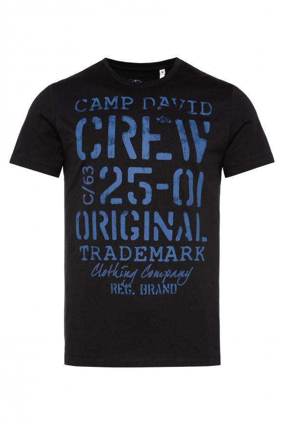 T-Shirt Rundhals mit Used Print black