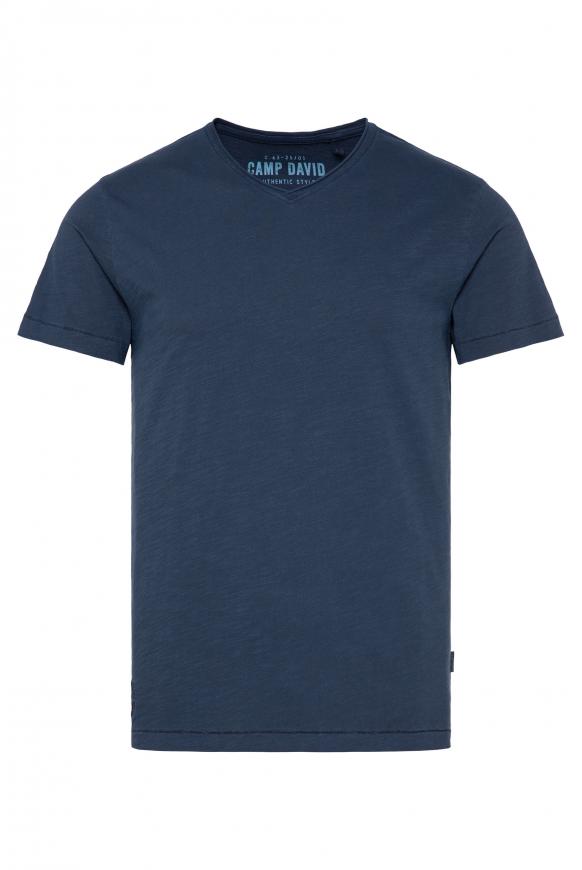 T-Shirt V-Neck mit Used Look ocean navy