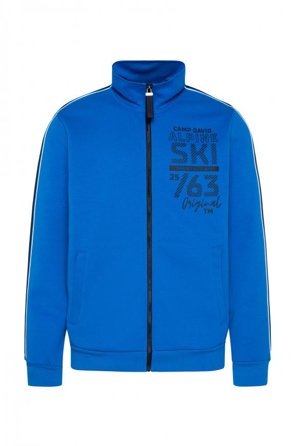 Trainingsjacke mit Logo und Streifen-Tapes neon blue