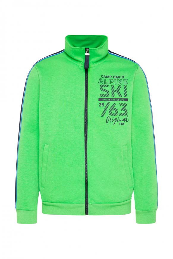 Trainingsjacke mit Logo und Streifen-Tapes electric green