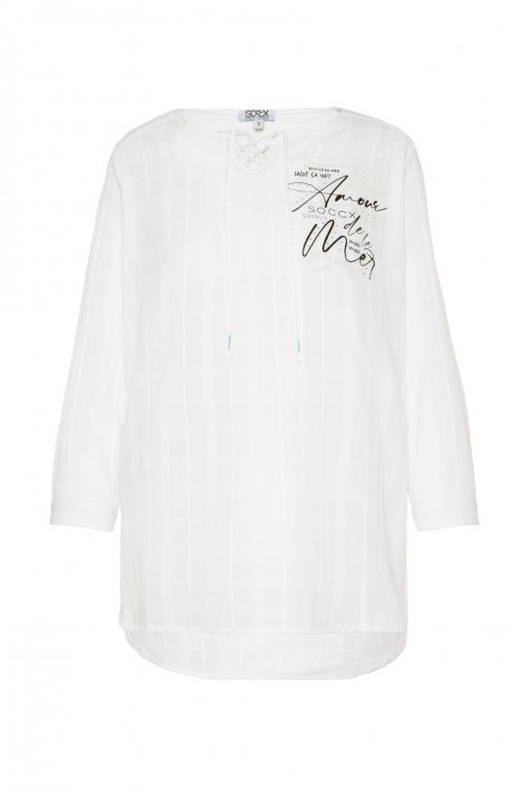 Tunika-Bluse mit Karowebmuster ivory