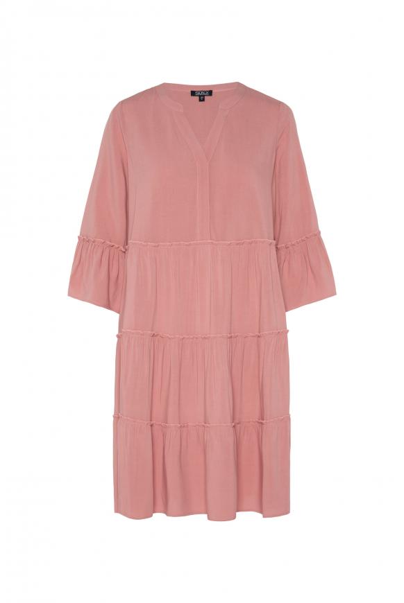 Unifarbenes Tunika-Kleid mit Volants blush