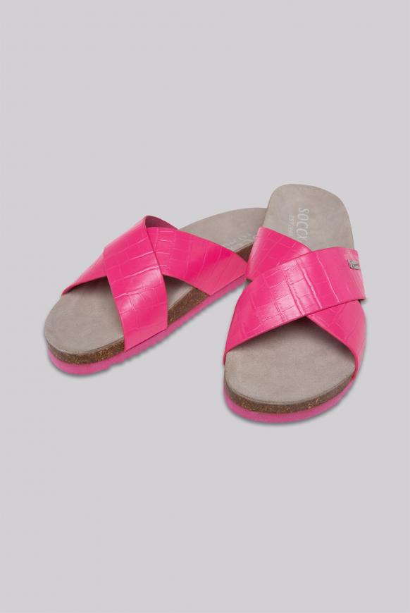 Vegane Pantolette mit Kroko-Struktur tropical pink