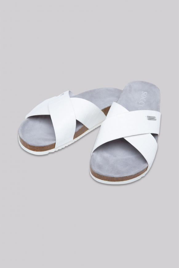 Vegane Pantolette mit Kroko-Struktur white