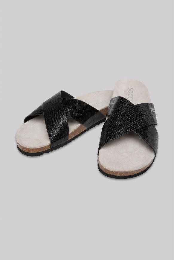 Vegane Pantolette mit Snake-Struktur black