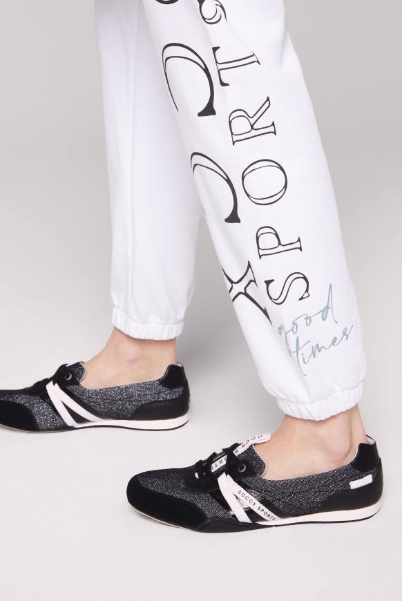 Veganer Sneaker-Ballerina mit Glitzer-Details black