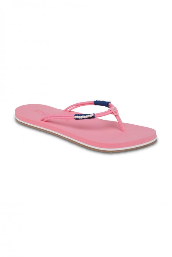 Veganer Zehentrenner mit Holzperlendekor pink shell