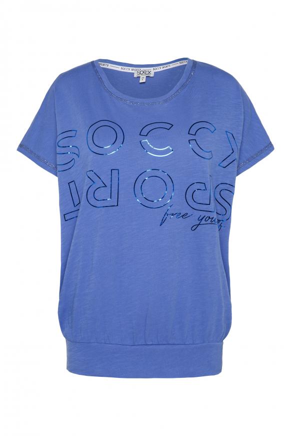 Weites T-Shirt mit Logo Print sporty blue