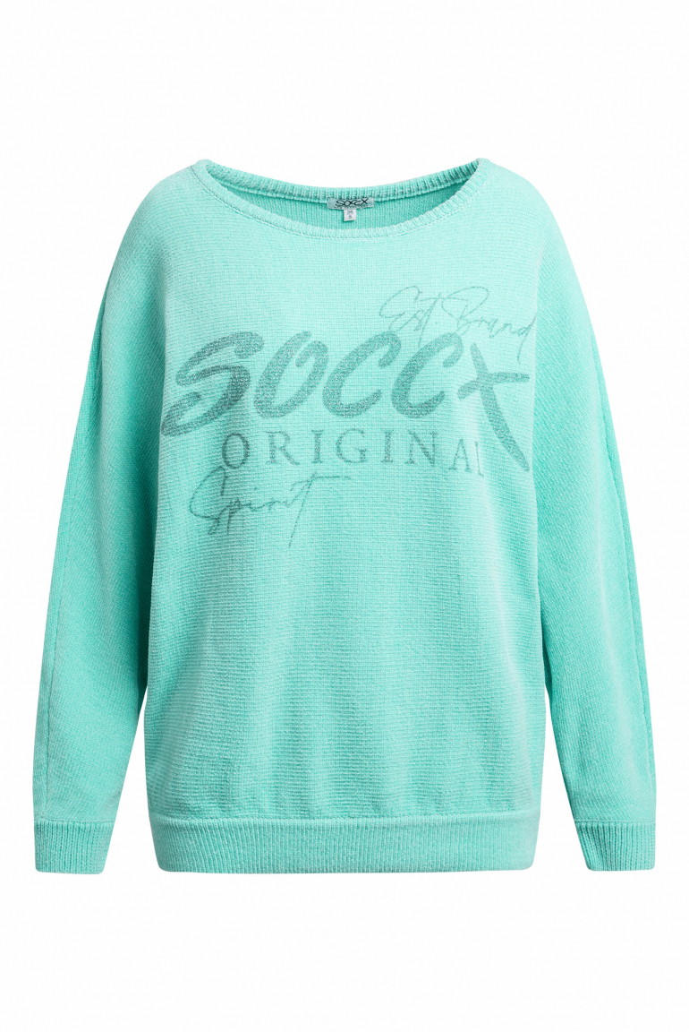 Chenille-Pullover mit Glitter Print aqua splash