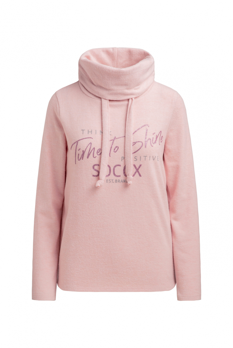 Flauschstrickpullover mit Kragen und Glitter Print pearl rose mel.