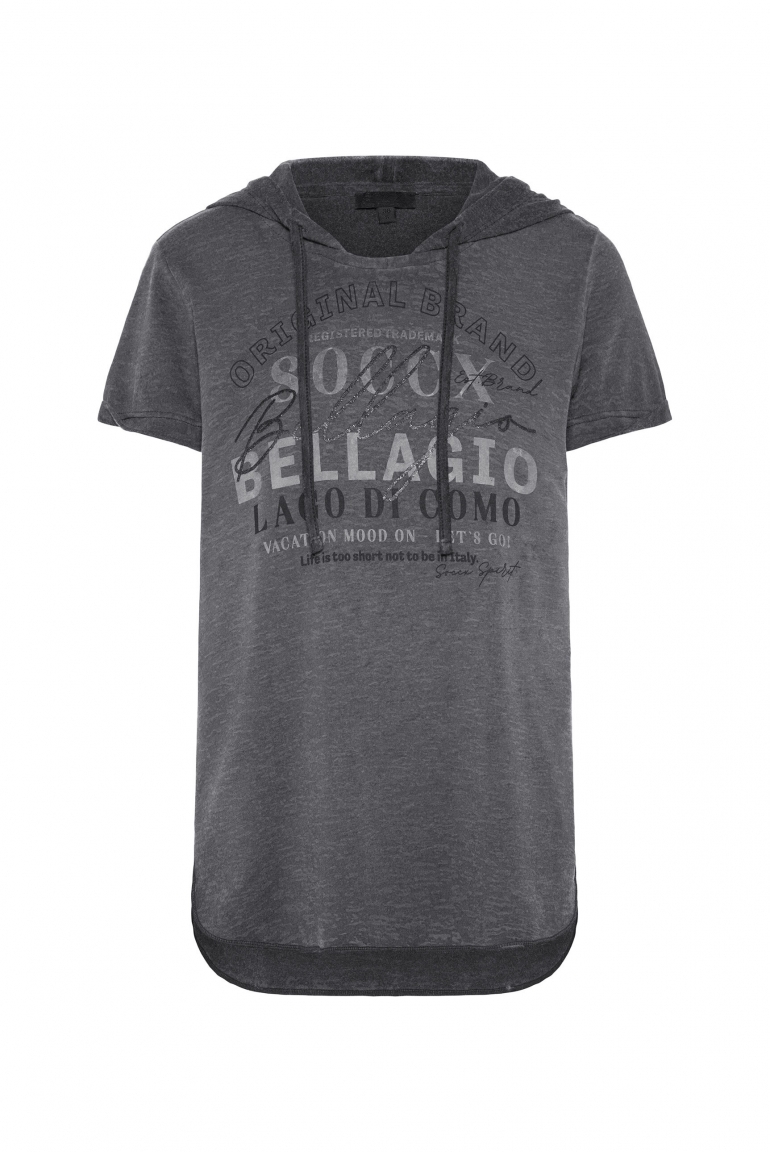 Hoodie-Shirt mit Ausbrenner-Effekten und Print black