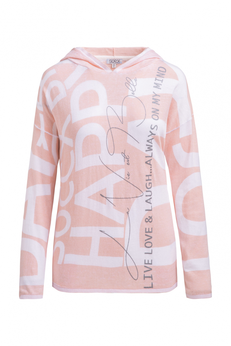 Kapuzenpullover mit Acid All Over Print pearl rose