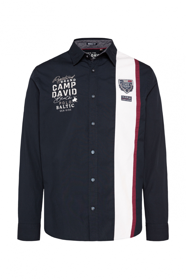 Langarmhemd mit Color-Blocking und Artworks blue navy