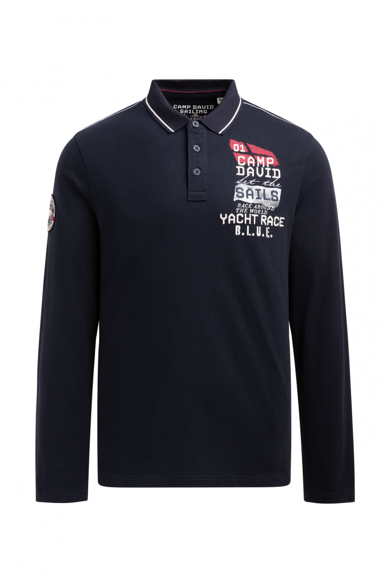 Langarmpolo mit Rücken-Artwork