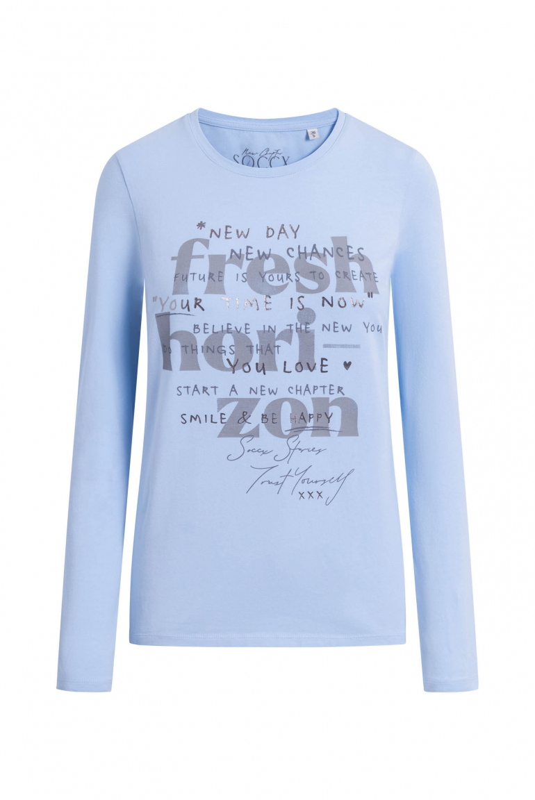 Langarmshirt Rundhals mit Wording Print blue heaven
