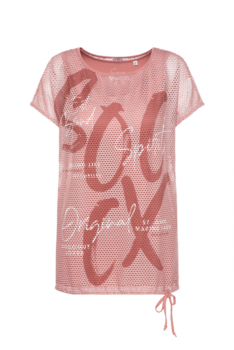 Layer-Mesh-Shirt mit Print und Top, 2-teilig beachy red