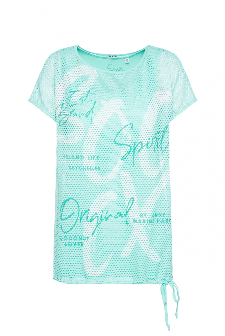 Layer-Mesh-Shirt mit Print und Top, 2-teilig aqua splash