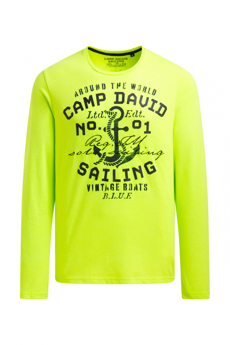 Longsleeve mit Rubber Print und Stickerei neon lime