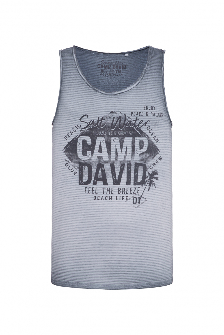Muskelshirt mit Strukturstreifen und Logo Prints surf grey