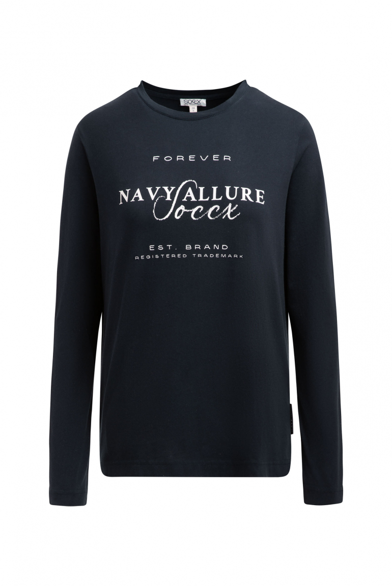 Oversized Longsleeve mit Label Print blue navy