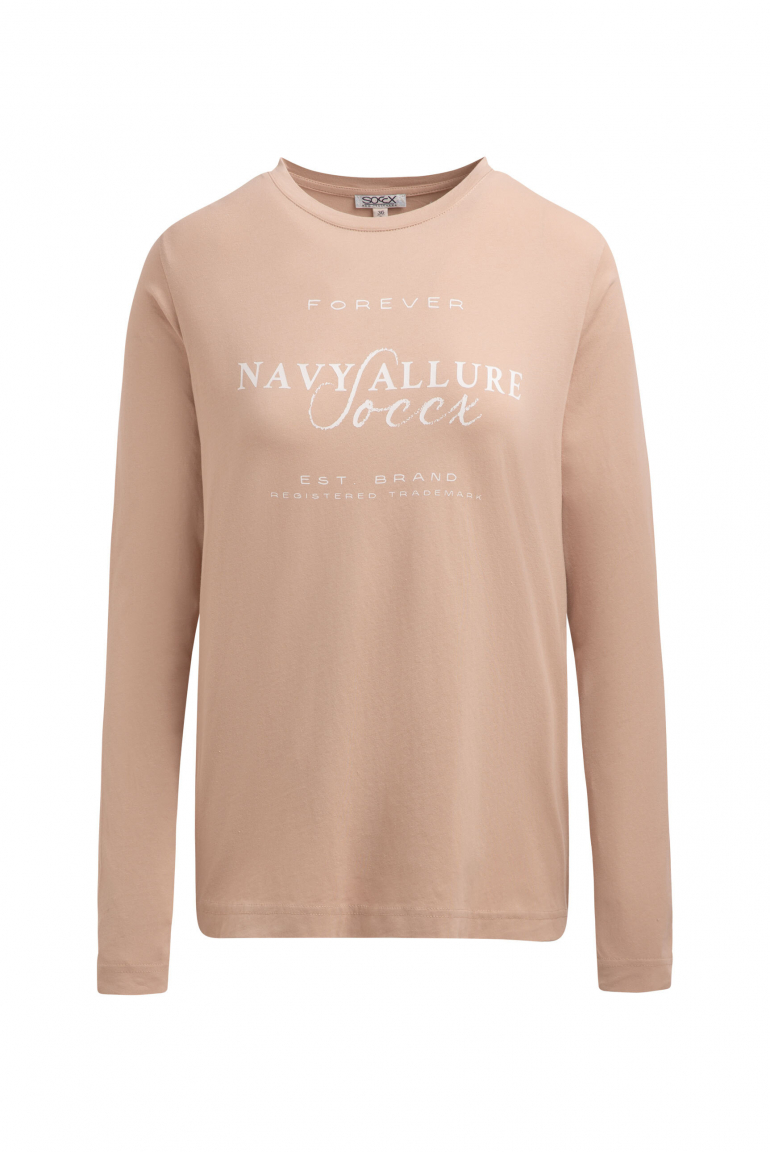 Oversized Longsleeve mit Label Print golden sand