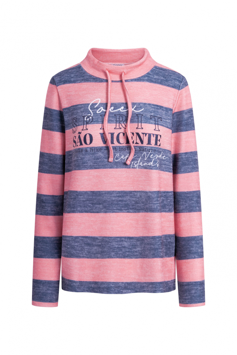 Pullover aus Flauschstrick mit Blockstreifen apricot sunset melange