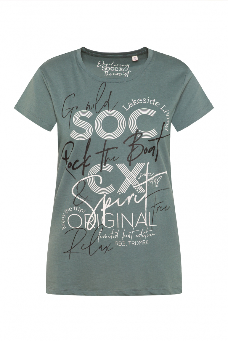 Rundhalsshirt mit Logo Print dark sage