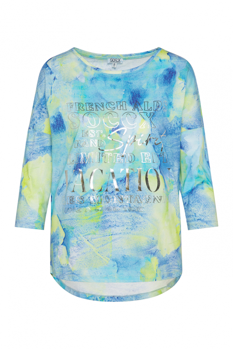 Shirt mit All Over Print und 3/4-Ärmeln ivory