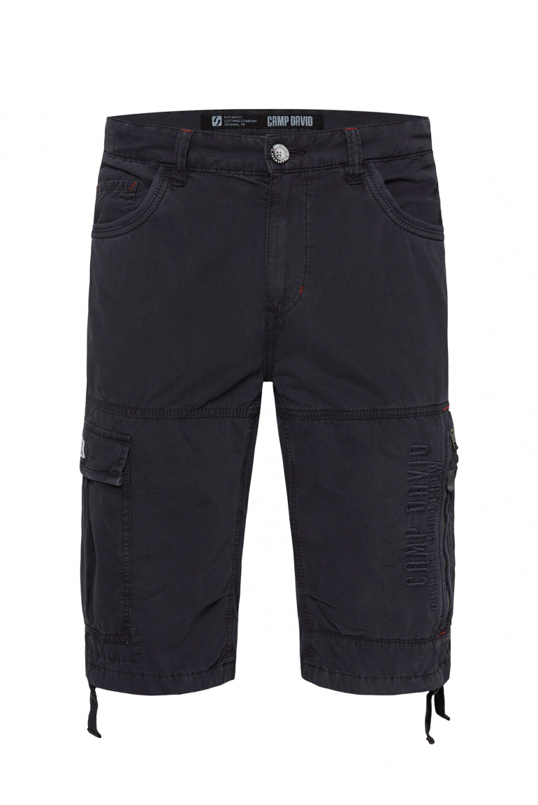 Skater Shorts aus Twill mit Logo-Stickerei navy