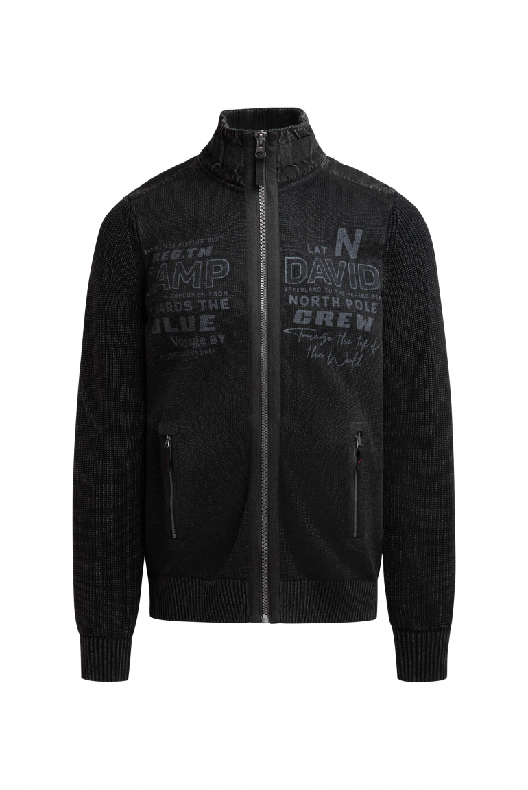Strickjacke mit Tapes und Label Prints black